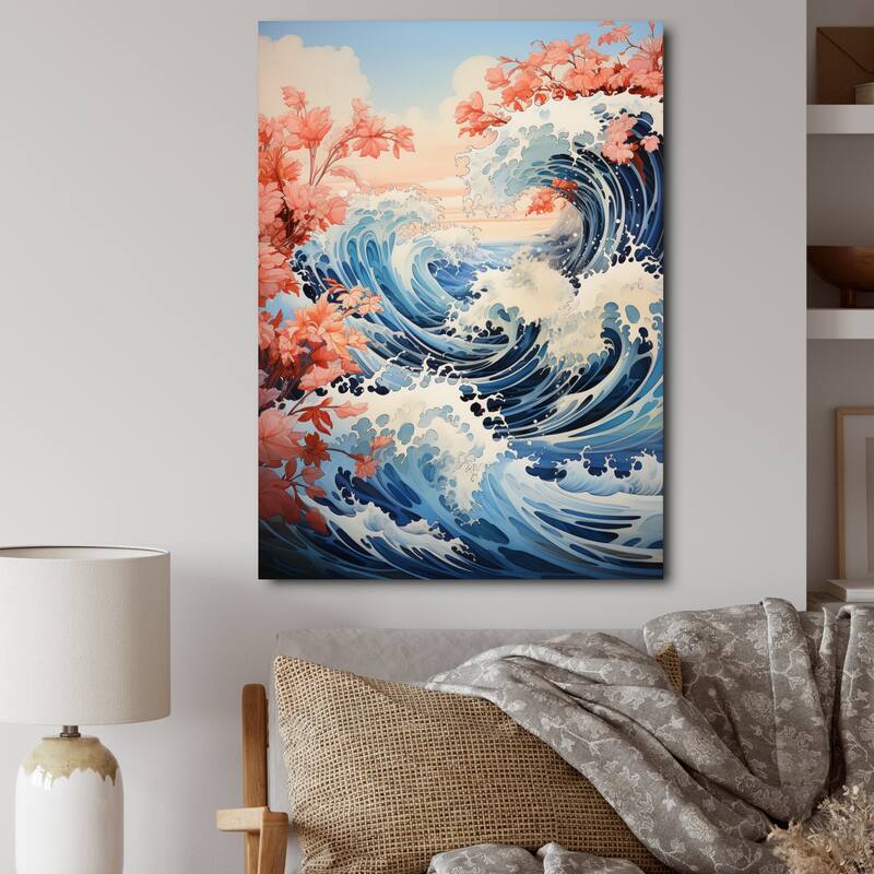 Designart "Japon Art Waves Of Tranquility I" Japan Art Wall Art Prints